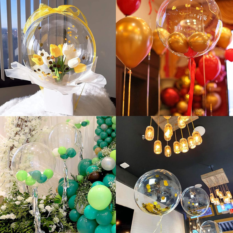 Transparent Bobo Balloons for LED Lights Decoration, Wedding & Birthday Party Decor- (Pack of 5 Pcs)