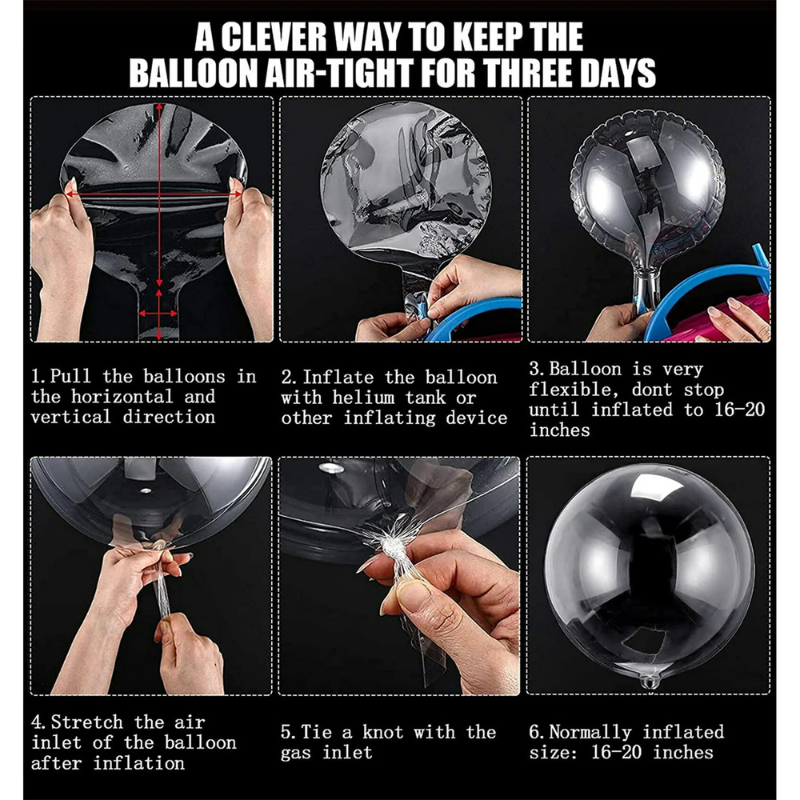 Transparent Bobo Balloons for LED Lights Decoration, Wedding & Birthday Party Decor- (Pack of 5 Pcs)