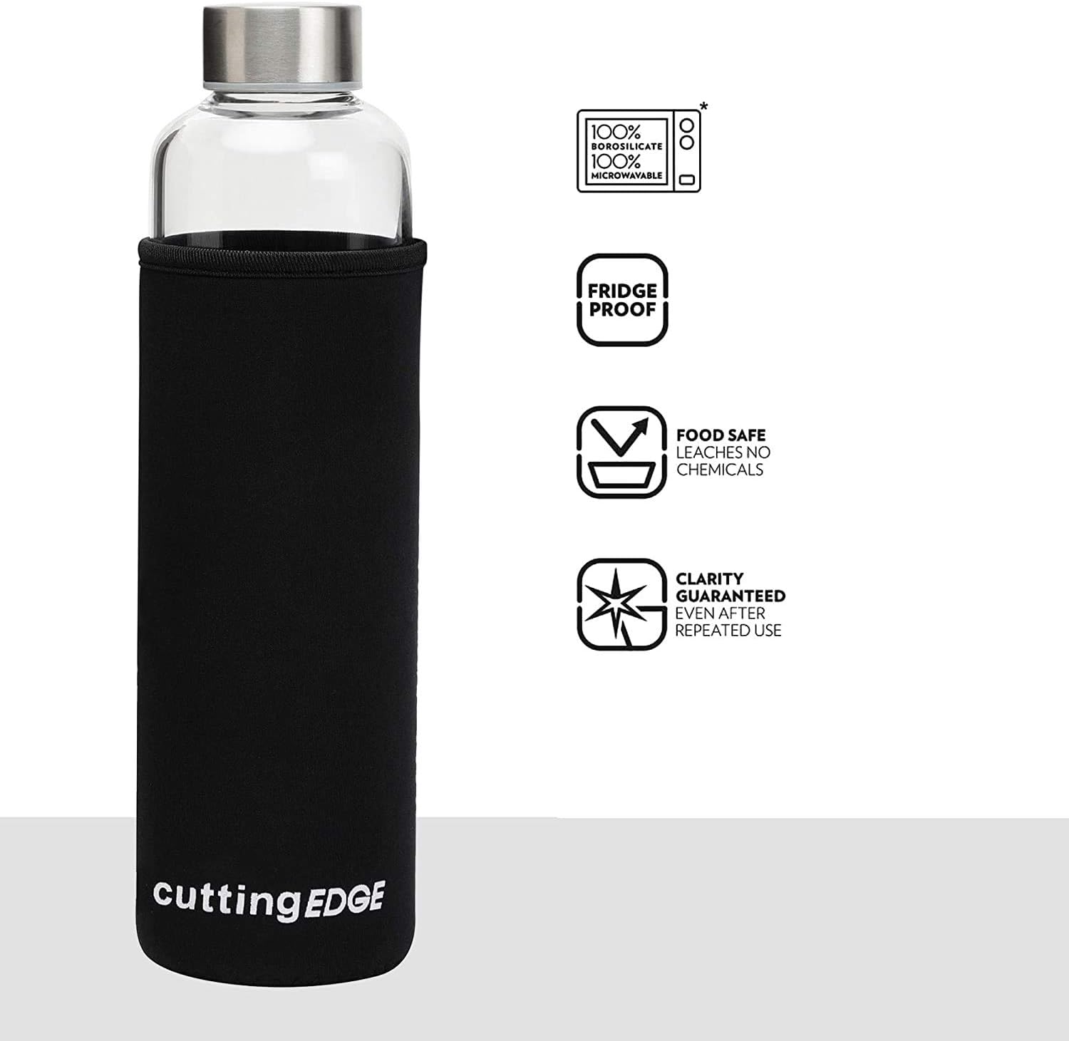 Buy  Cutting EDGE Borosilicate Round Glass Water Bottle with Black Portable Carrying Sleeve  at Best Price In Bangladesh