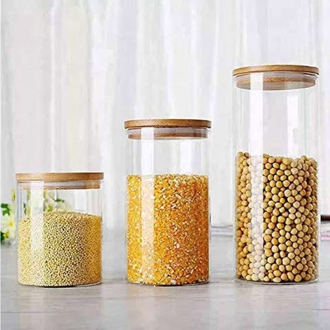 Buy  Set of 3 glass jars (200 ml, 300 ml, 500 ml) at Best Price In Bangladesh