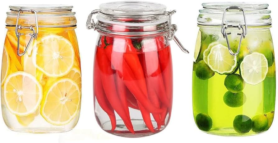 Buy 1000ml Glass Container for Food Storage with Leakproof Rubber Gasket  at Best Price In Bangladesh