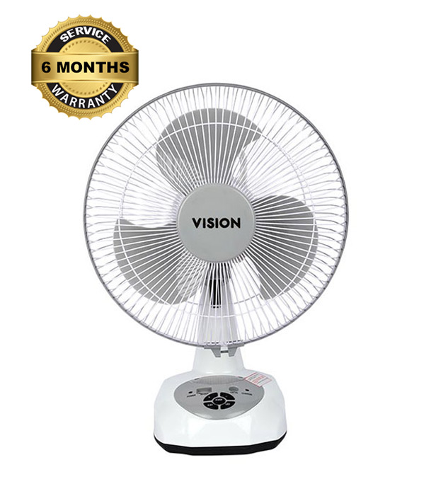Buy VISION Rechargeable Table Fan 12" White With USB Charger at Best PRice 