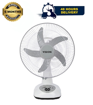 Picture of VISION Rechargeable Table Fan 14'' White With USB Charger