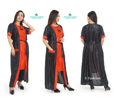 Buy Two-Part Pocket Nighty - Sleepwear Border Line Nightdress - Comfortable Night Dress - Suitable for All Seasons at best Price In Bangladesh