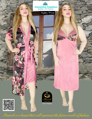 Buy Indian Silky Peacock Satin Nightgown 2 Part Comfortable Day And Night Wear Luxurious Print Nightdress. - Night Dress For Women at best Price In Bangladesh