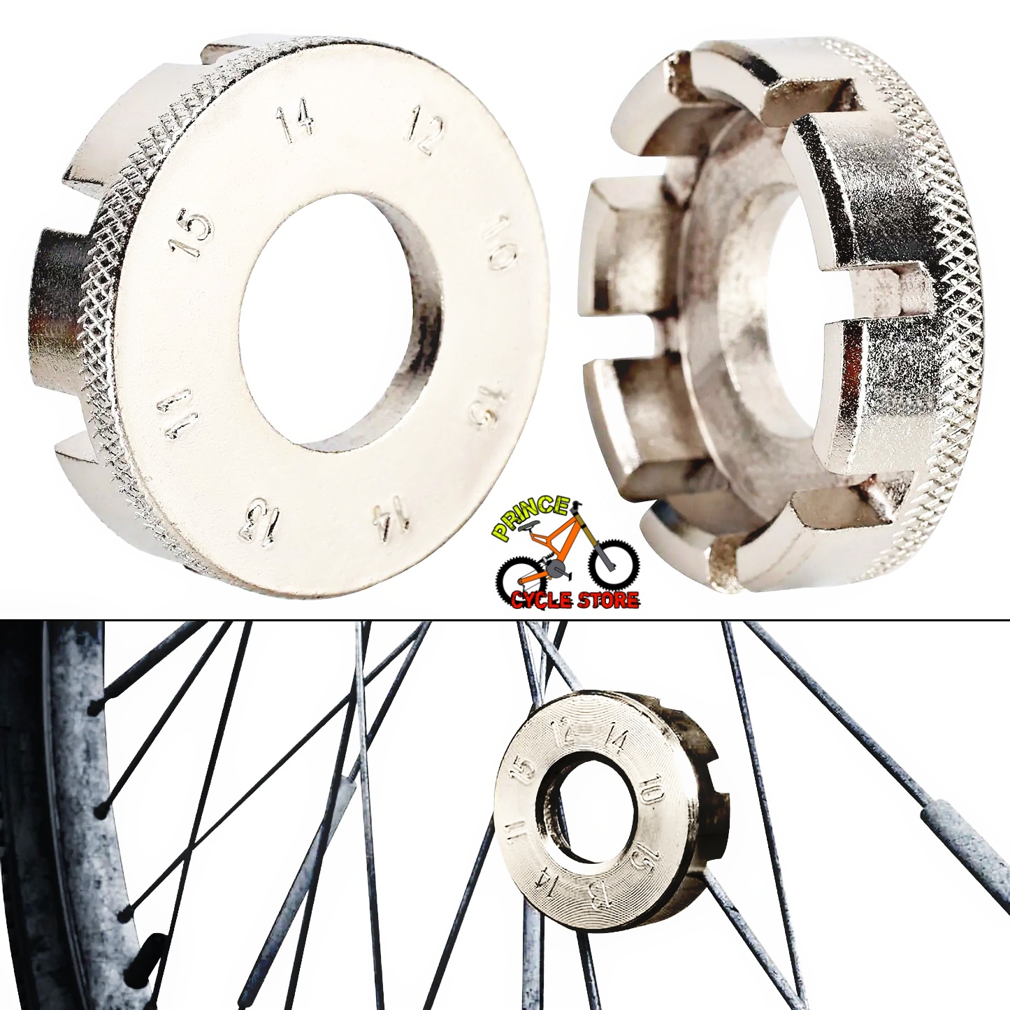 Picture of 1 PCS Bicycle Spoke Nipple Wrench Bike 6 Way Spoke Nipple Key Wheel Rim Wrench Stainless Steel Repair Tool Key Bike Accessory Prince Cycle Store