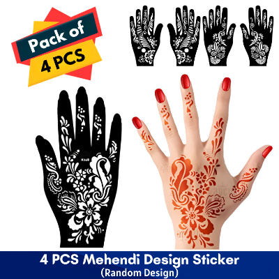 Mehendi Stunning Sticker Variety for Girls, Women & Kids - (Pack of 04 Pcs)