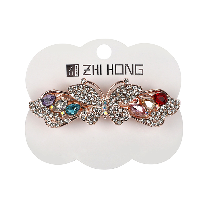Picture of Zhi Hong Barrette Clips For Girls Butterfly Shaped Multi-Color Stone Design