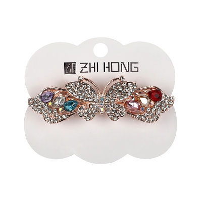 Picture of Zhi Hong Barrette Clips For Girls Butterfly Shaped Multi-Color Stone Design