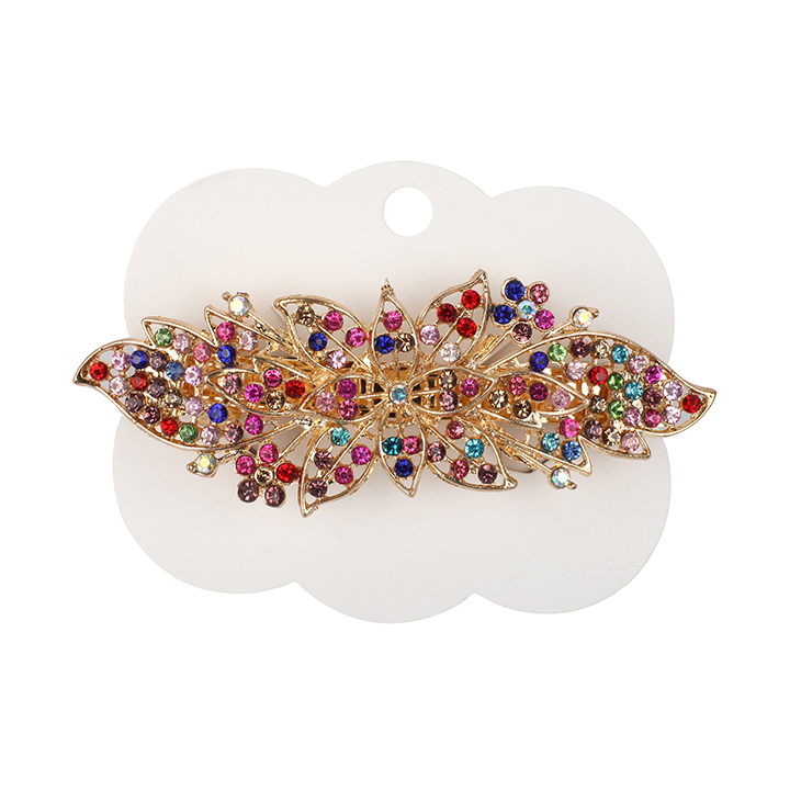 Picture of Zhi Hong Barrette Clips For Girls Flower Shaped Multi-Color Stone Design
