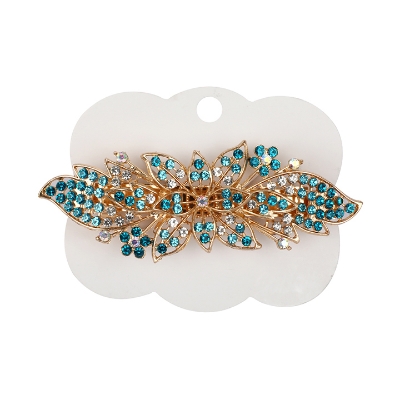 Picture of Zhi Hong Barrette Clips For Girls Bellflower Shaped Blue Shaded Stone Design