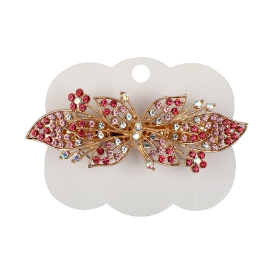 Picture of Zhi Hong Barrette Clips For Girls Bellflower Shaped Red Shaded Stone Design