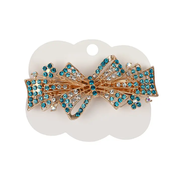 Picture of Zhi Hong Barrette Clips For Girls Bow Shaped Blue Stone Design