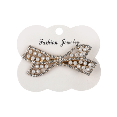 Picture of Zhi Hong Barrette Clips For Girls Bow Shaped Pearl Stone Design