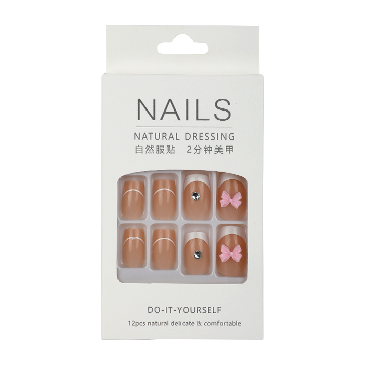 Picture of Natural Dressing Fake Nails Square Head French Nail
