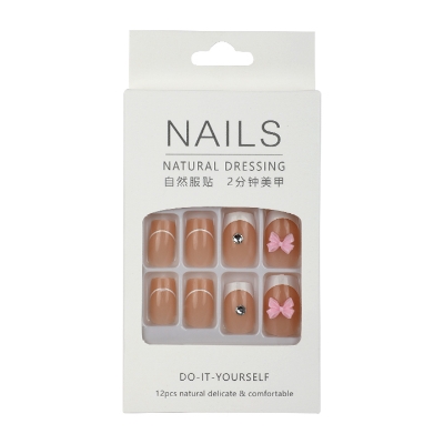 Picture of Natural Dressing Fake Nails Square Head French Nail