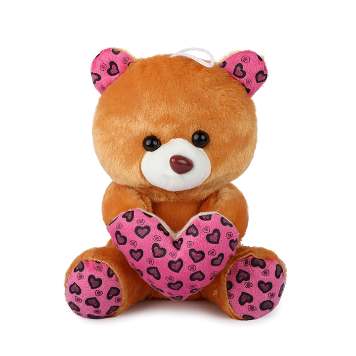Picture of Cute Brown Teddy Bear Stuffed Toy with Pink & Black Heart