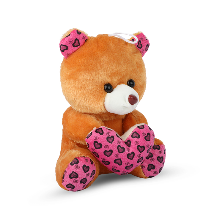 Picture of Cute Brown Teddy Bear Stuffed Toy with Pink & Black Heart