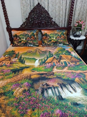 Buy  King size luxury panel bed sheet with two pillow cover  at Best Price In Bangladesh