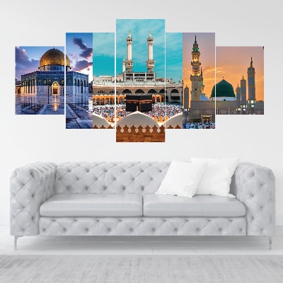 Buy  Makka Madina Al Aqsa 5 part canvas 36×18 inch    at Best Price in Bangladesh