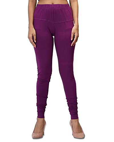 Picture of Purple color Women/Girl Leggings Fabrics Cotton Long Churidar Ties Pant Leggings