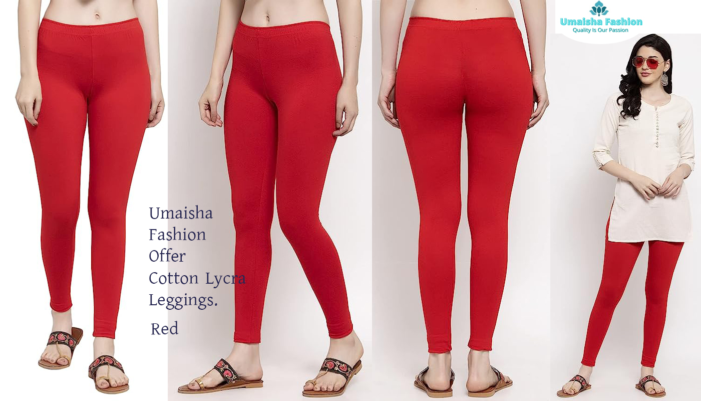 Picture of Red color Women/Girl Leggings Fabrics Cotton Long Churidar  Ties Pant Leggings