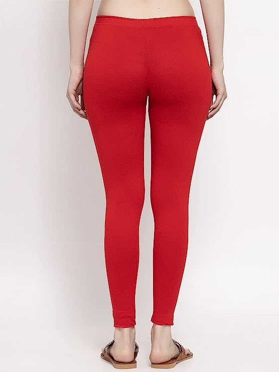 Picture of Red color Women/Girl Leggings Fabrics Cotton Long Churidar  Ties Pant Leggings
