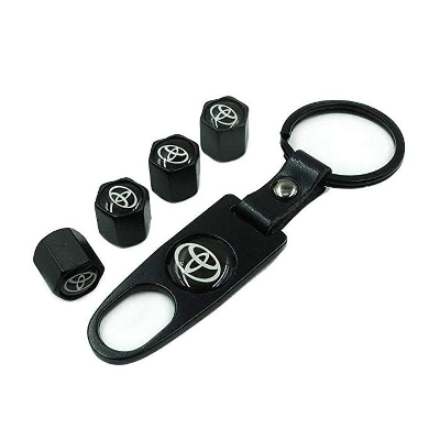 Picture of Universal Steel (4pcs) Car Tire Valve Stem Air Caps Cover 1pc Keychain (Wrench) for TOYOTA