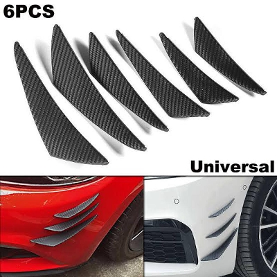 Picture of 6pcs Carbon Fiber Universal Car Bumper Spoiler Canards Decorative Sitcker Fins