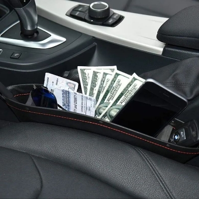 Picture of Leather Car Seats Gap Bag Car Accessories High Quality Storage Bag Seat Gap PU Case Storage Bag Car