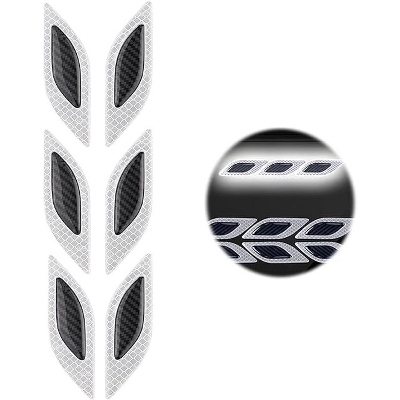 Picture of Carbon Fiber Graphic Car Reflective Sticker,Warning Sign Bumper Door Fender Hood Anti-Scratch Cover Decal(White)