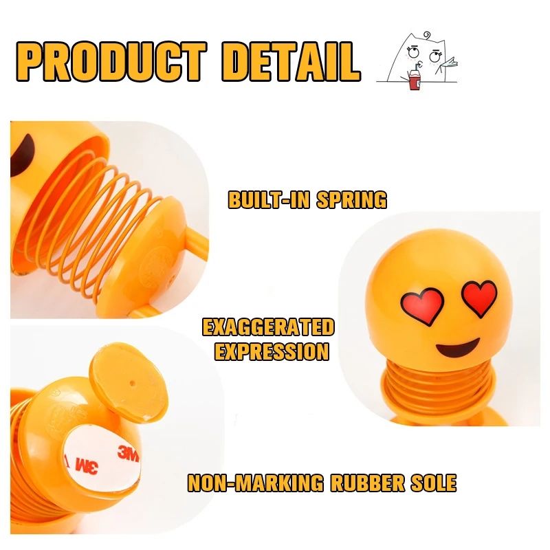 Picture of Funny Car Styling Shaking Head Car Dashboard Ornament Cute Expression Fashion Trend Car Interior Accessories Car Decor Toys