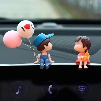 Picture of Car Accessories Cute Cartoon Couples Action Figure Figurines Balloon Ornament Auto Interior Dashboard
