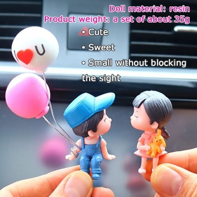 Picture of Car Accessories Cute Cartoon Couples Action Figure Figurines Balloon Ornament Auto Interior Dashboard