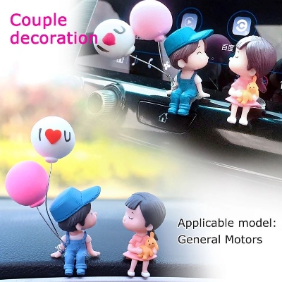 Picture of Car Accessories Cute Cartoon Couples Action Figure Figurines Balloon Ornament Auto Interior Dashboard