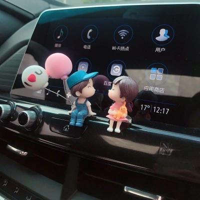 Picture of Car Accessories Cute Cartoon Couples Action Figure Figurines Balloon Ornament Auto Interior Dashboard
