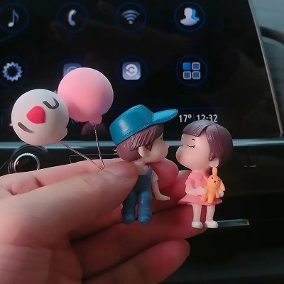 Picture of Car Accessories Cute Cartoon Couples Action Figure Figurines Balloon Ornament Auto Interior Dashboard
