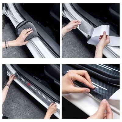 Picture of 4Pcs Car Door Carbon Fiber Anti Stepping Protection Stickers Nissan