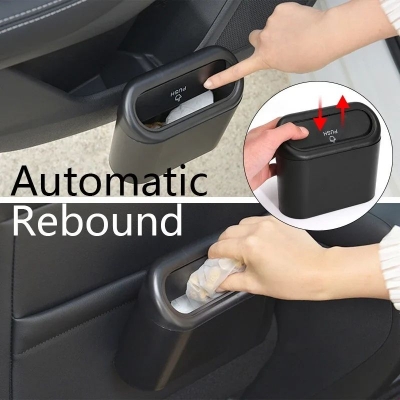 Picture of Hanging Car Trash Can Vehicle Garbage Dust Case Storage Box ABS Square Pressing Trash Bin Auto Interior Accessories For Car