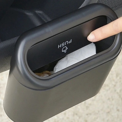 Picture of Hanging Car Trash Can Vehicle Garbage Dust Case Storage Box ABS Square Pressing Trash Bin Auto Interior Accessories For Car