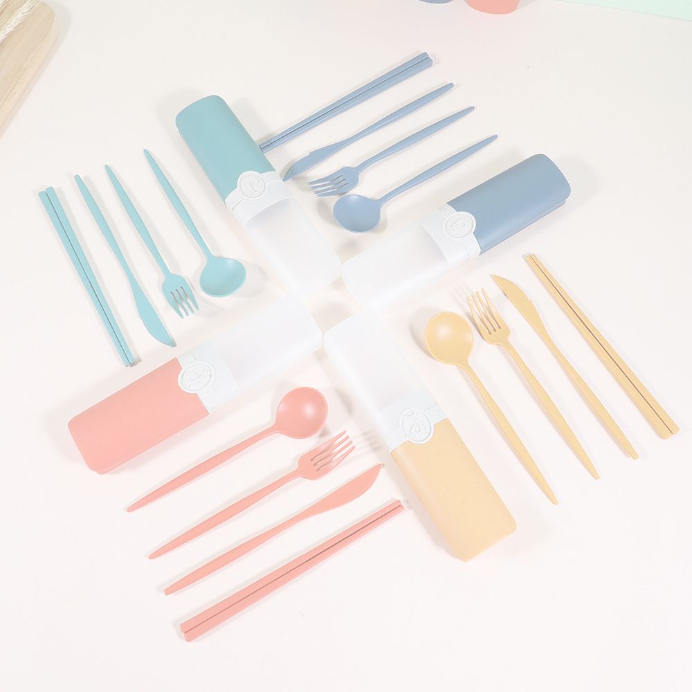 Picture of Portable Tableware Convenient Fashionable Light Popular Reusable There Must Be Convenient Straw Tableware With Portable Case