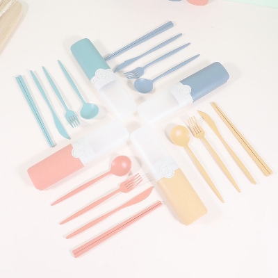 Picture of Portable Tableware Convenient Fashionable Light Popular Reusable There Must Be Convenient Straw Tableware With Portable Case