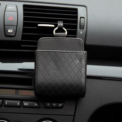 Picture of Automotive Car Interior Air Vent Dash Mount Phone Storage Coin Bag Case Organizer Cellphone Holder Box with Hook
