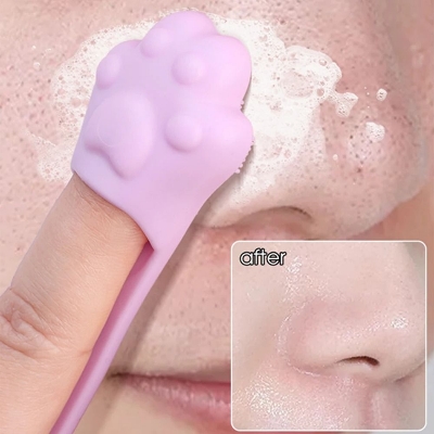 Picture of Silicone Facial Cleansing Brush Flexible Soft Blackhead Remover Brush Reusable Cat Claw Finger Massage Brushes Facial Cleansing