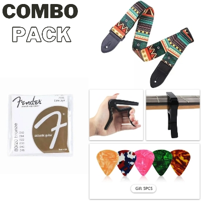 Picture of Guitar Strap With Capo & Strings Set Combo Pack (5pcs picks for free)