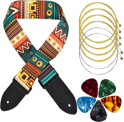 Picture of Guitar Strap With Pick & Guitar Strings Set Combo Pack