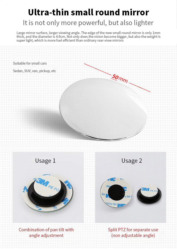 Picture of 360 Degree Adjustable Car Rearview Convex Mirror for Car Reverse Wide Angle Vehicle Parking Rimless Mirrors HD Blind Spot Mirror