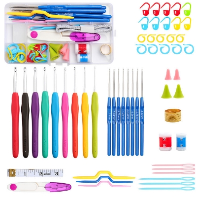 Picture of 1set Ergonomic Crochet Hook Set Extra Long Kit Crochet Needles Knitting Crochet Tricot Accessories For Beginners Comfortable