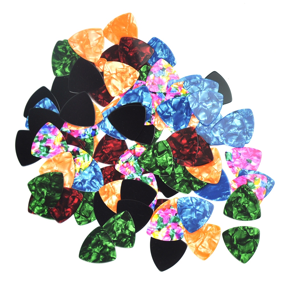 Picture of 5pcs Medium 0.46mm 0.71mm Rounded Triangle Guitar Picks Plectrums Blank Celluloid