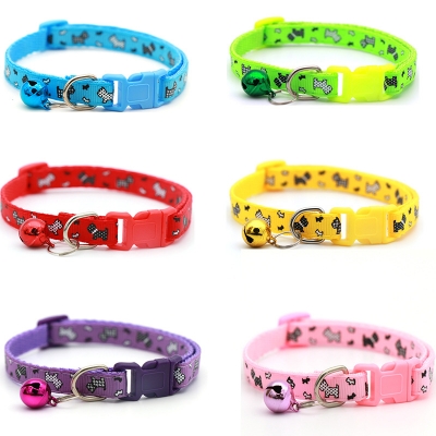 Picture of Cute Bell Pet Collar Puppy Cartoon Pattern Adjustable Collar Cat